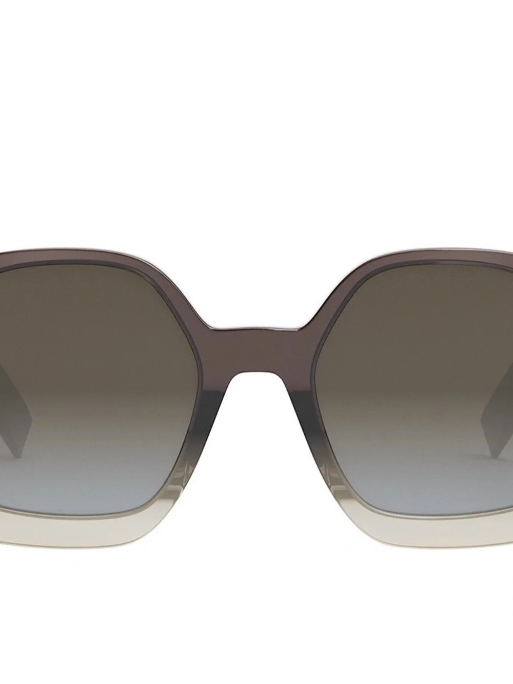 Fendi Brown Gradient Square Sunglasses with Gold & Silver Logo Temples